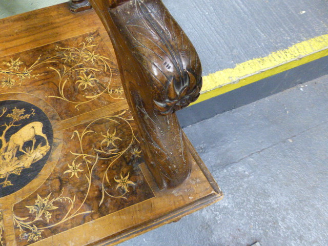 A 19th.C.SWISS BLACK FOREST CARVED AND INLAID ARMCHAIR WITH UNUSUAL SPRUNG SEAT AND INTEGRAL - Image 19 of 48