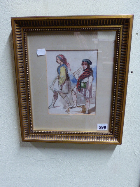 ATTRIBUTED TO WILLIAM LEE (1810-1865) FIGURE STUDIES, WATERCOLOUR. 19 x 14cms. - Image 3 of 3