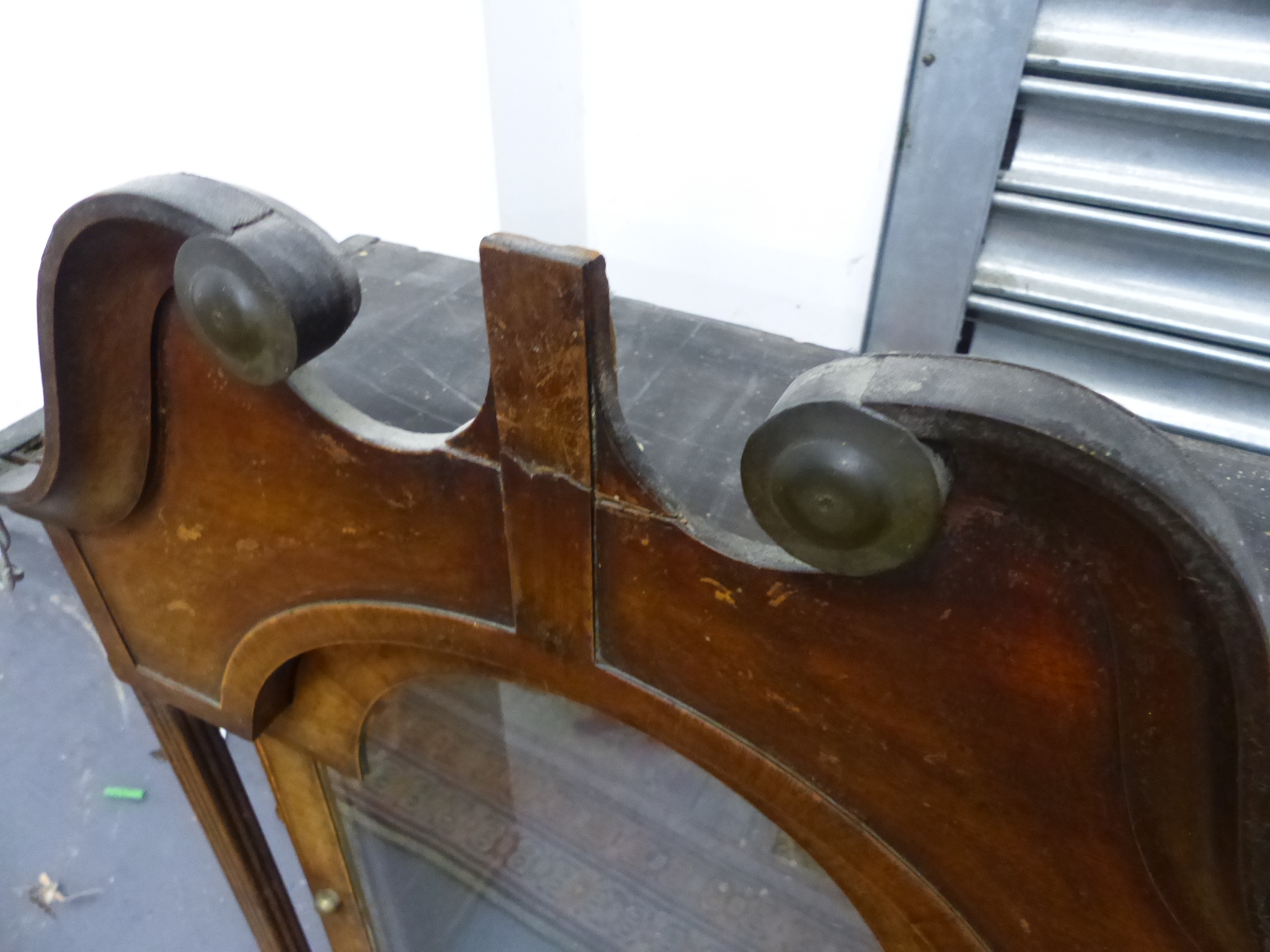 A LATE GEORGIAN OAK CASED LONG CASE CLOCK WITH 8-DAY BELL STRIKE MOVEMENT AND 33cms ARCH TOP PAINTED - Image 9 of 17