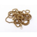 A 9ct GOLD VICTORIAN BELCHER LINK GUARD CHAIN APPROXIMATE WEIGHT 45grms, APPROXIMATE LENGTH 150cms.