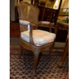 WITHDRAWN FROM SALE......A PAIR OF FRENCH LOUIS XV. STYLE SHOW FRAME ARMCHAIRS WITH CANE