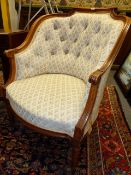 TWO SIMILAR FRENCH LOUIS XVI STYLE SHOW FRAME ARMCHAIRS.