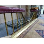 A GOOD QUALITY HEAVY BRASS CLUB FENDER WITH BUTTON LEATHER SEAT