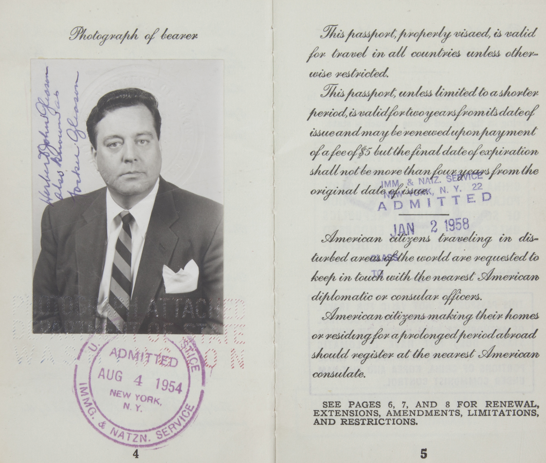 JACKIE GLEASON PASSPORT