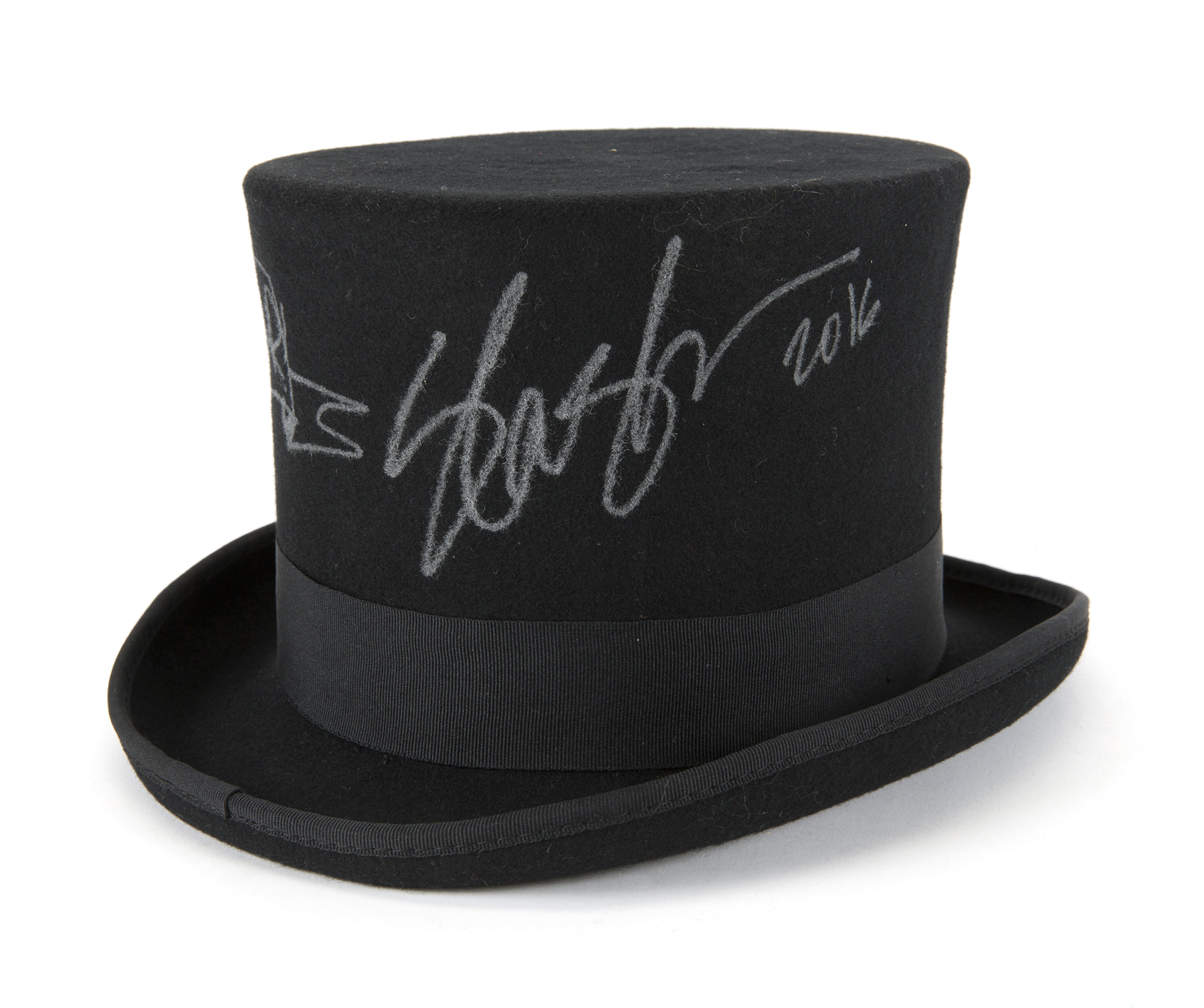 Hat Signature A black felt top hat signed