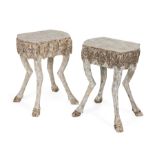 PAIR OF VINTAGE HOOF FOOT SIDE TABLES