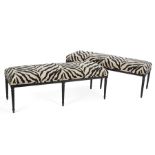 PAIR OF ZEBRA UPHOLSTERED BENCHES