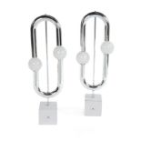 PAIR OF MODERN CHROME TABLE LAMPS