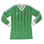 NORMAN WHITESIDE 1983 NORTHERN IRELAND NATIONAL TEAM MATCH WORN JERSEY