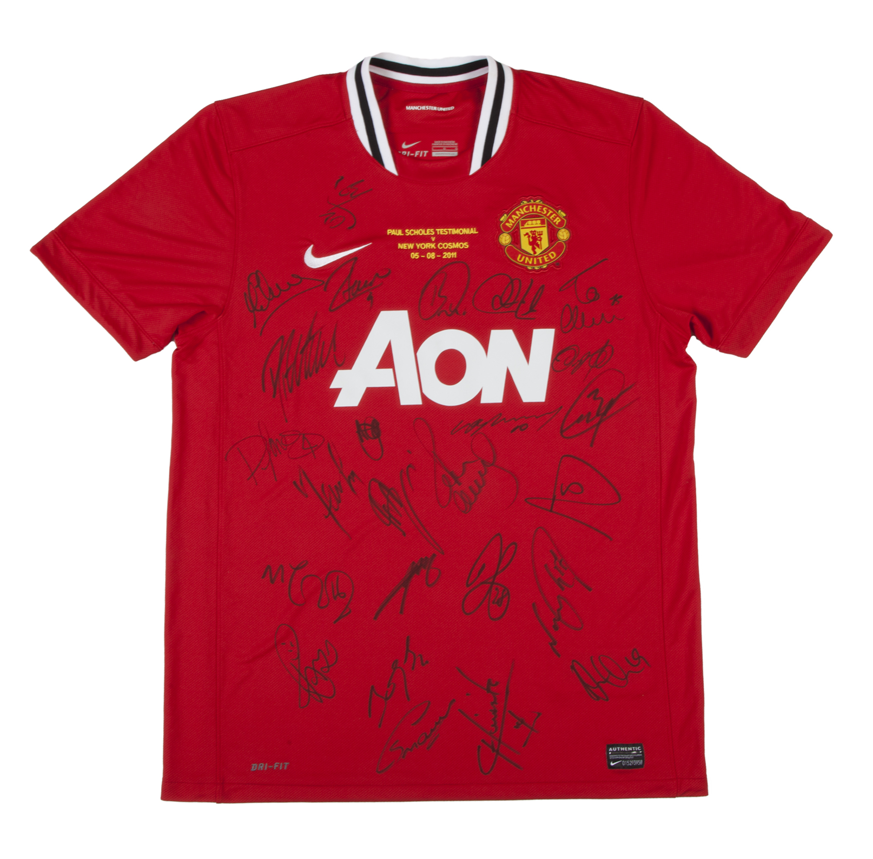 PAUL SCHOLES TESTIMONIAL TEAM SIGNED JERSEYS AND PENNANT SET - Image 2 of 3