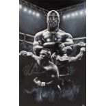 MIKE TYSON SIGNED COLLAGE ORIGINAL OIL PAINTING