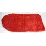 Chinese Red Silk Shawl