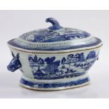 19th C. Blue and White Porcelain Tureen