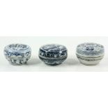 3 Chinese Blue and White Ceramic Containers