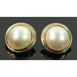 Pr. 14K Gold and Mabe Pearl Earrings