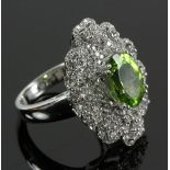 18K Peridot and Diamond Ring