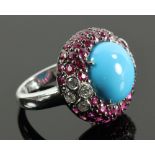 18K Ruby, Diamond and Turquoise Ring