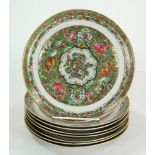 Eight 19th C. Chinese Rose Mandarin Dinner Plates