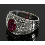 Platinum, Diamond and Ruby Ring