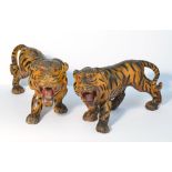 Pr. 19th C. Folk Art Painted Tigers