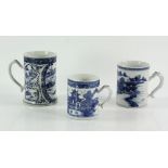 Three Chinese Blue and White Porcelain Mugs