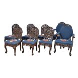 Eight Antique Anglo Indian Carved Chairs