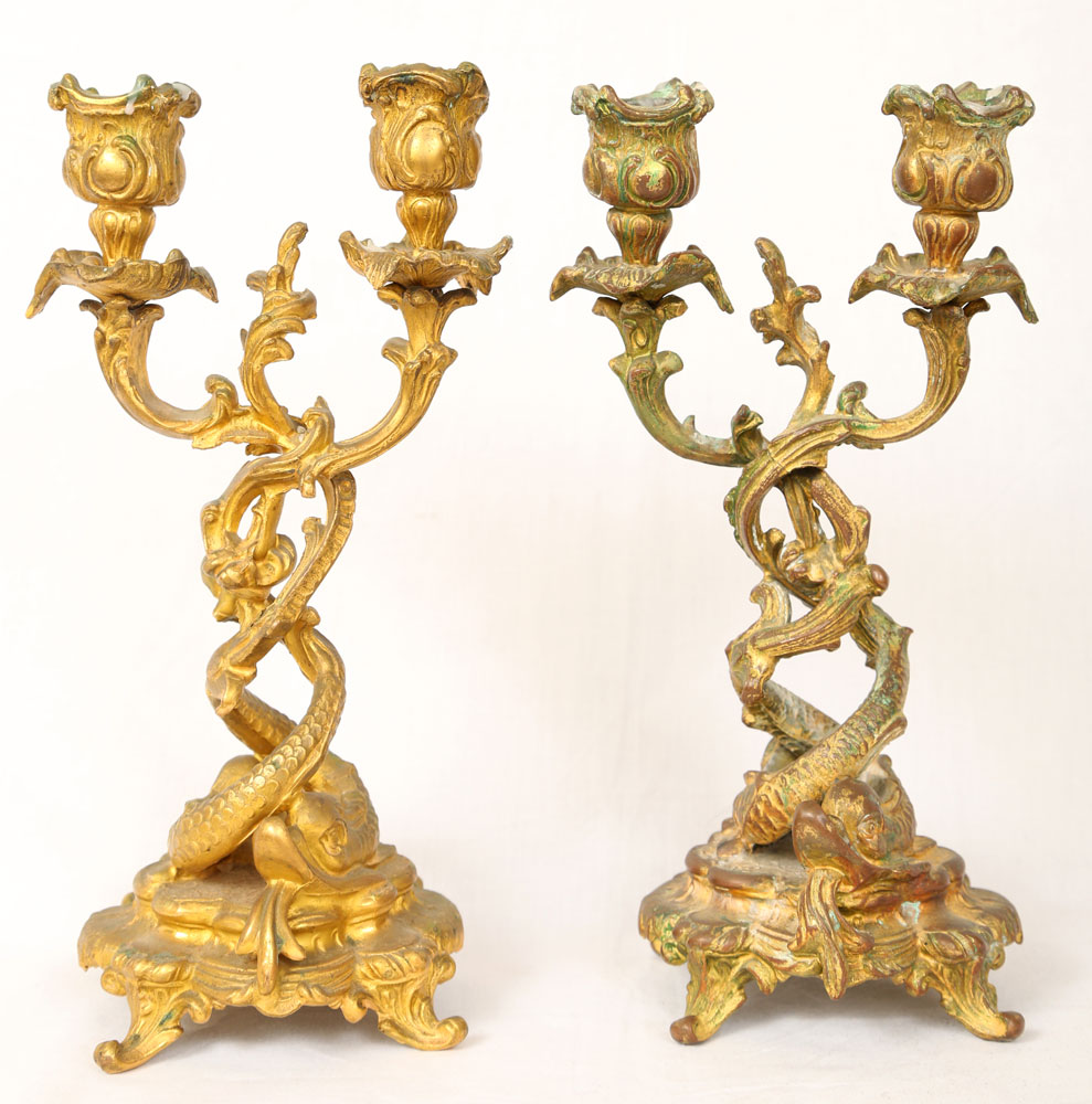 Set of Four Late 19th C. French Gilt Candle Holders - Image 2 of 6