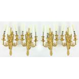 Set of 4 French Dore Gilt Sconces