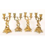 Set of Four Late 19th C. French Gilt Candle Holders