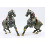 Pair of Archaic Chinese Cloisonne Horses