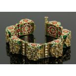 Indian Gold, Diamond and Enamel Bracelet