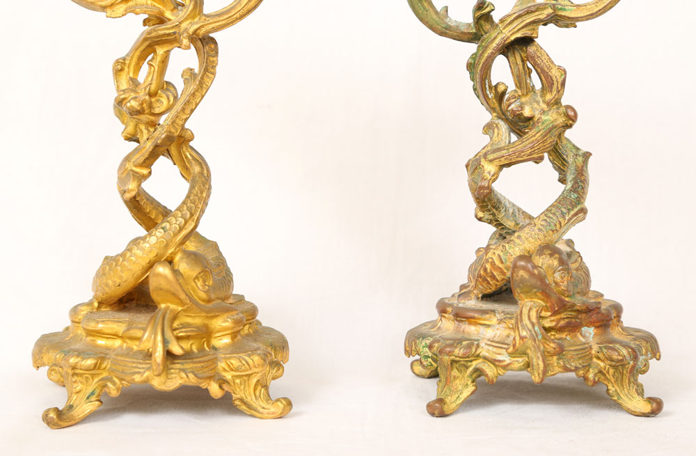 Set of Four Late 19th C. French Gilt Candle Holders - Image 4 of 6