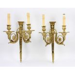 Pr. 19th C. Bronze Ram's Head Sconces