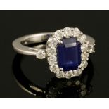 Platinum, Sapphire and Diamond Ring