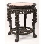 19th C. Chinese Carved Rosewood Round Table