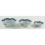 Set of Three Chinese Blue and White Bowls