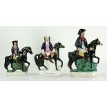 Three Staffordshire Figures on Horseback