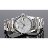 14K White Gold and Diamond Men's Rolex Style Watch