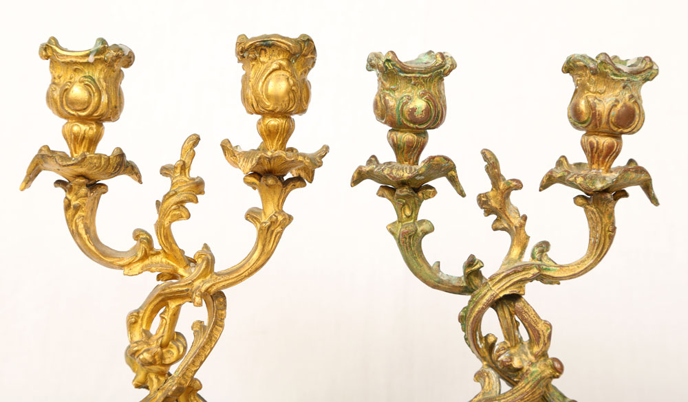 Set of Four Late 19th C. French Gilt Candle Holders - Image 3 of 6