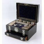 19th C. Black Lacquered Dressing Box