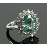 Platinum Paraiba Tourmaline and Diamond Ring