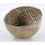 Rare Anasazi Black on White Pottery Bowl