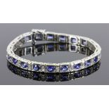 14K White Gold Diamond and Sapphire Bracelet