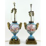 Pr. 19th C. French Sevres Table Lamps