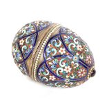 Antique Russian Enameled Silver Egg