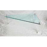 Attr. Jones, Triangular Lucite and Glass Table