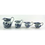 Four Chinese Canton Blue and White Milk Jars