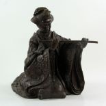 Japanese Bronze Sculpture of Female Musician