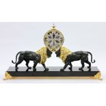 French Mauboussin Bronze D'Ore Clock with Diamonds