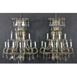 Pr. Late 19th/20th C. Continental Crystal Wall Sconces